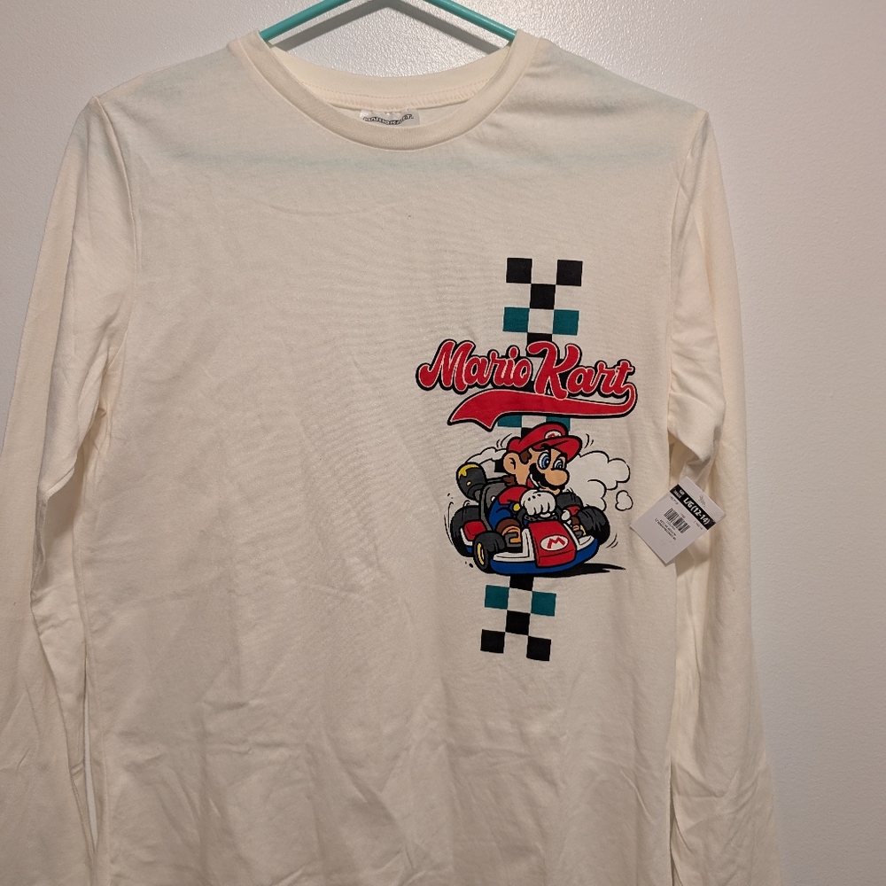 Kids Boys Shirts Mario Bros Kart Long Sleeve Size LG 12/14 Brand New with tag